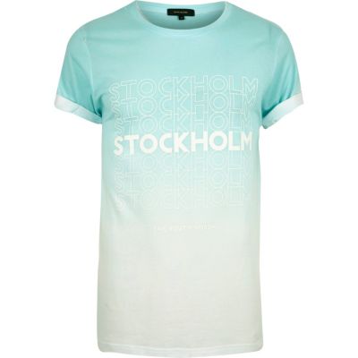 Light green Stockholm print t-shirt
